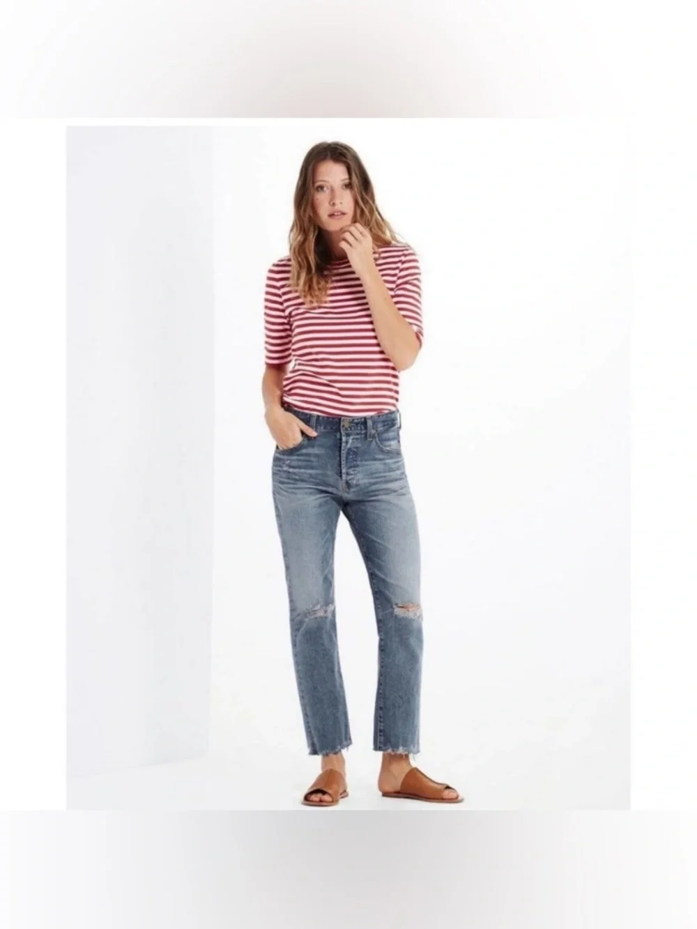 AG Adriano Goldschmied The Sloan Vintage Straight Leg Crop Distressed Jeans29 - Picture 2 of 10